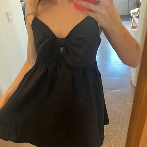 TCEC Black Mini Dress with Bow Detail